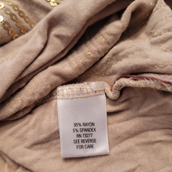 Dana Buchman 3x Beige Top with Gold Sequins - Picture 4 of 6